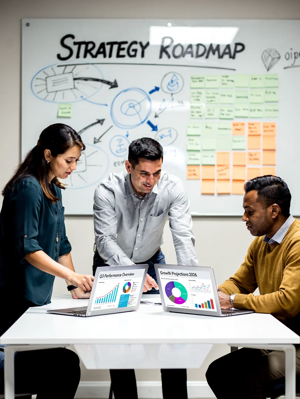 Strategic planning session in a modern office